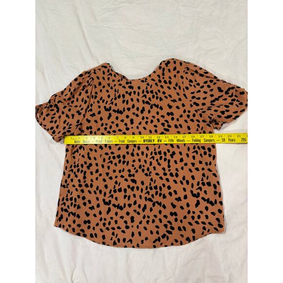 PaperMoon XS Petite Leopard Print Bow Blouse - Picture 5 of 9